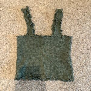 Green Hollister Ruffle Crop Tank Top, size women’s small